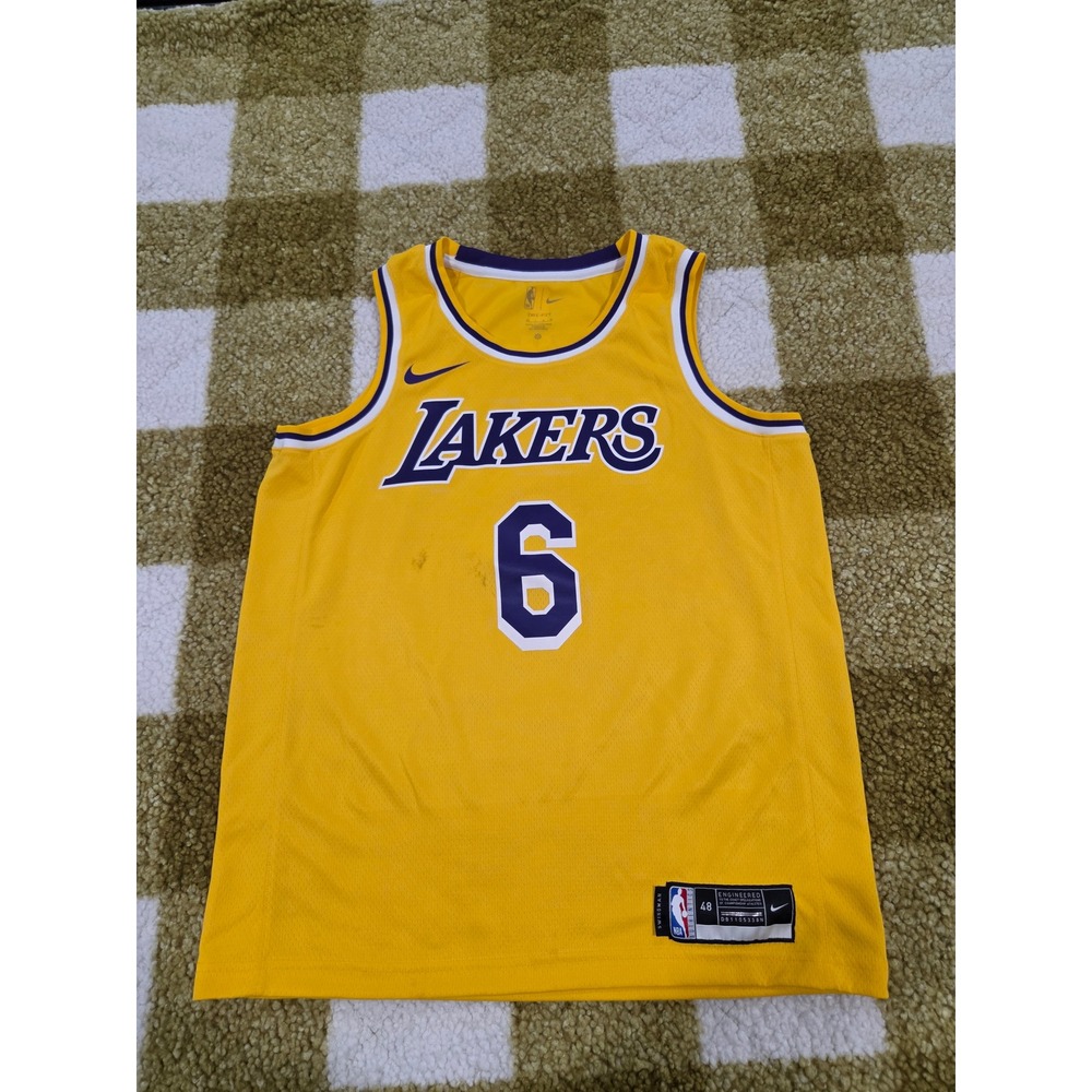 Nike LeBron James Los Angeles Lakers Jersey Yellow Swingman NBA 48 Large 6